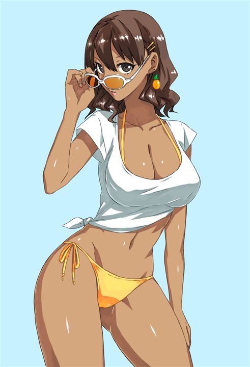 34xajURO - 【日焼け】褐色肌が魅力的な女の子の二次元エロ画像＆イラスト Part06